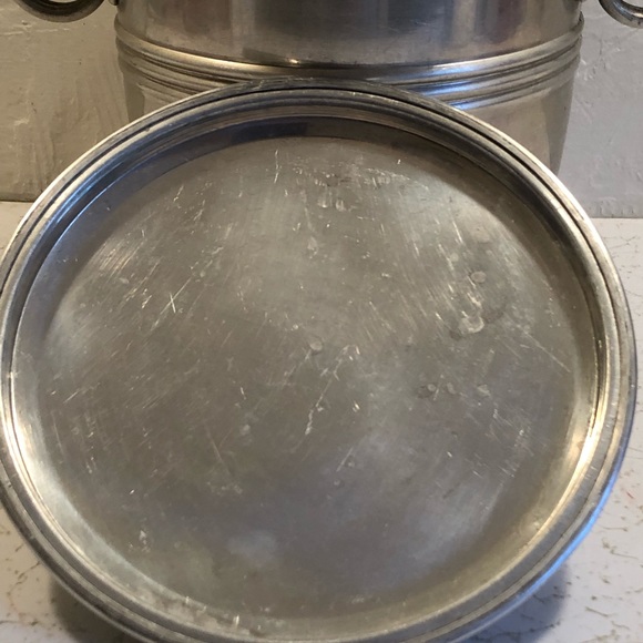 6711 Vtg Mid Century NASCO Metal Ice Bucket w/ Lid Made in Italy Aluminum